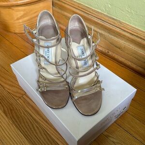 Jimmy Choo - Petrol Patent Grey - Sandals - US 7.5